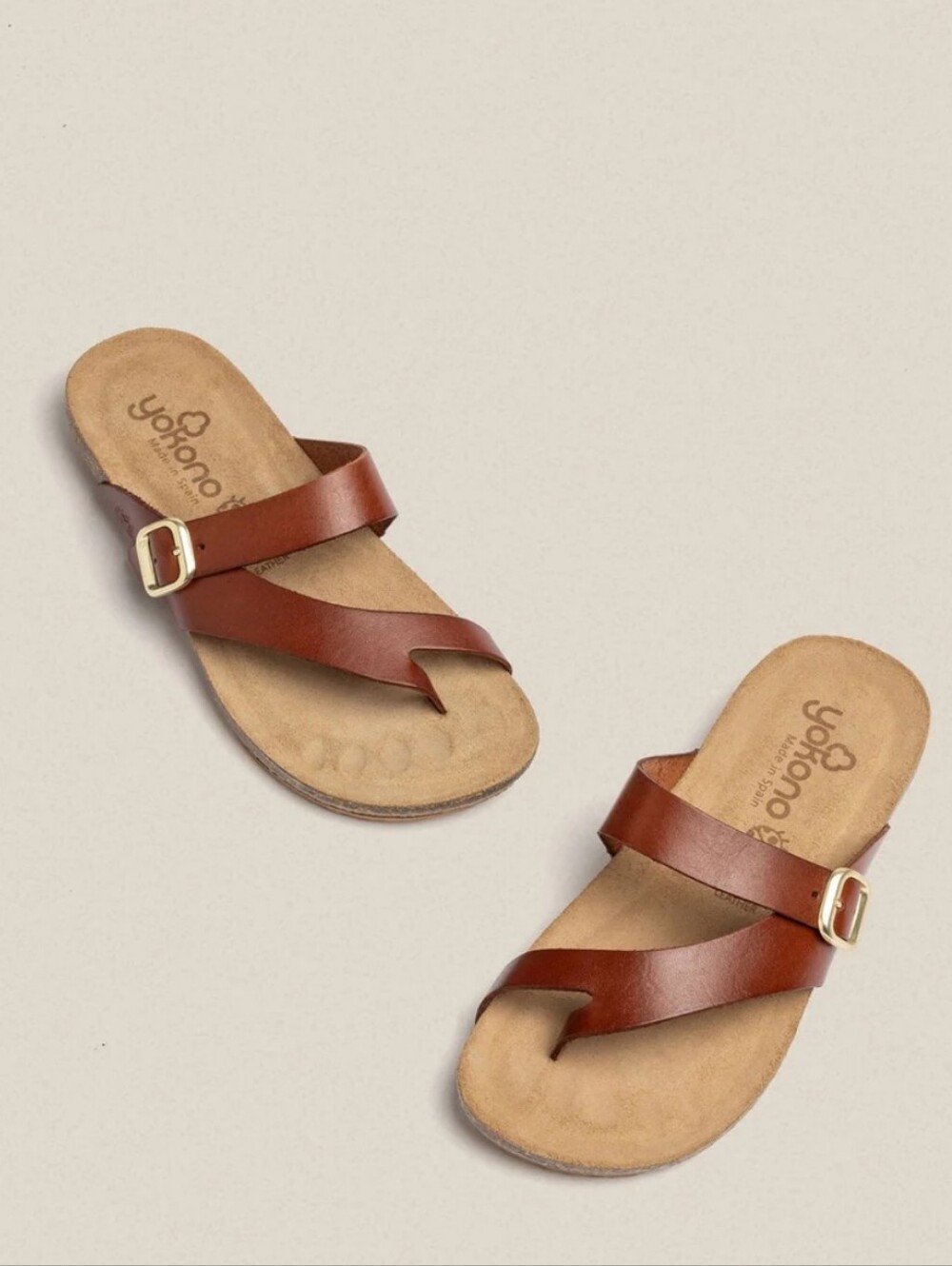 Yokono Ibiza Flat Sandal In Cognac Brown NWOT